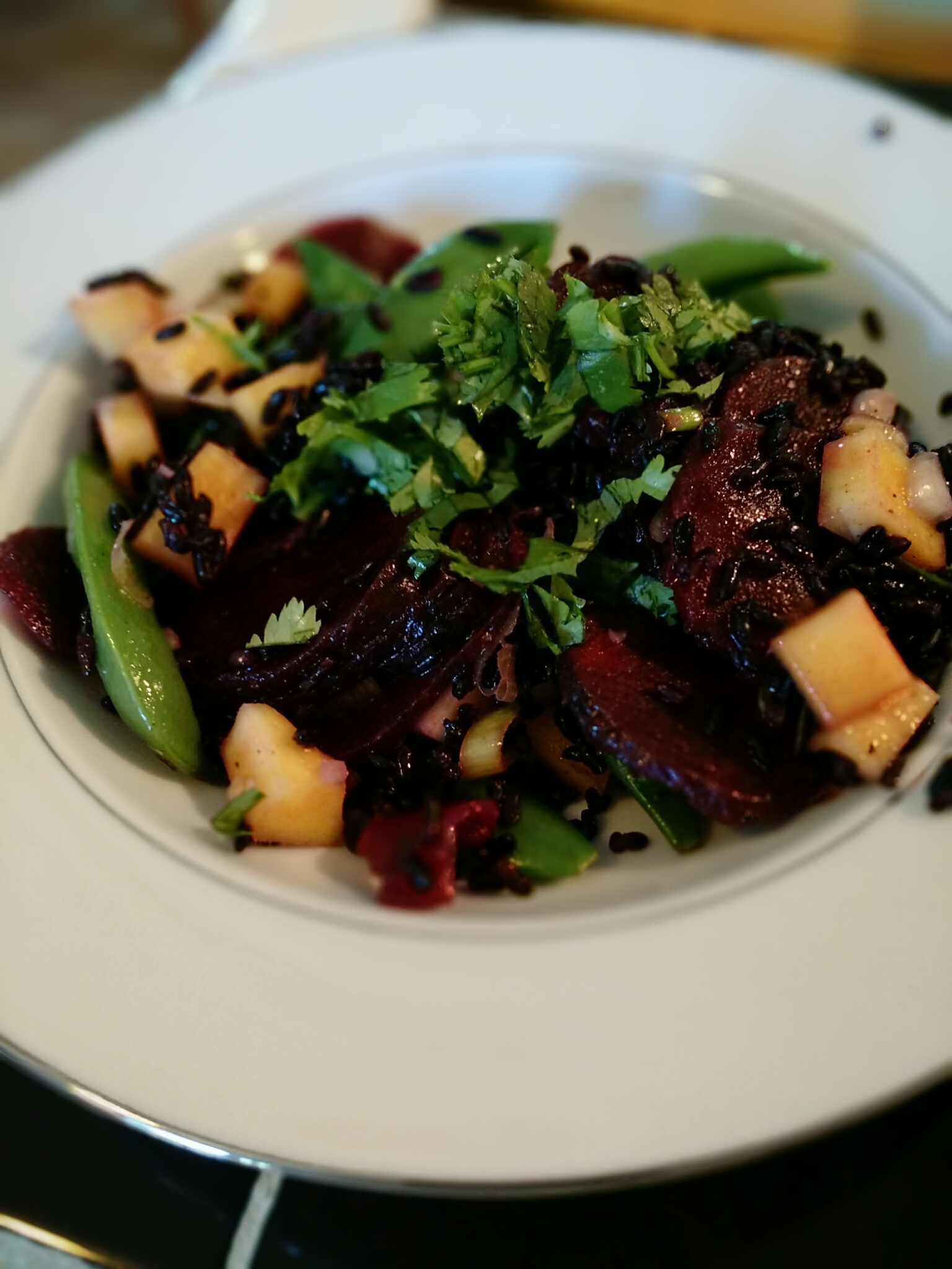 Forbidden rice salad with beets and mango